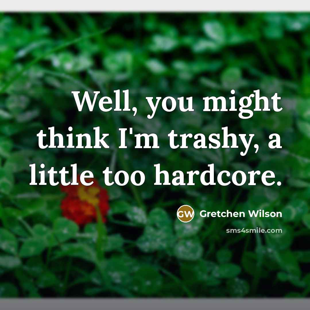 “Well, you might think I'm trashy, a little too hardcore.…” quote by Gretchen Wilson