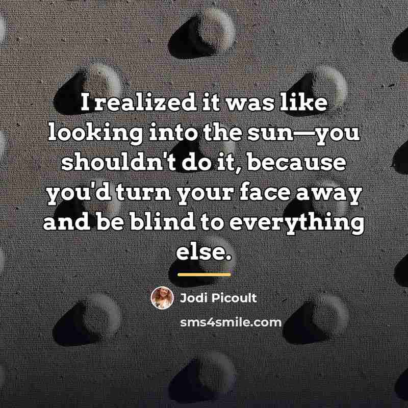 “I realized it was like looking into the sun—you shouldn't…” quote by Jodi Picoult