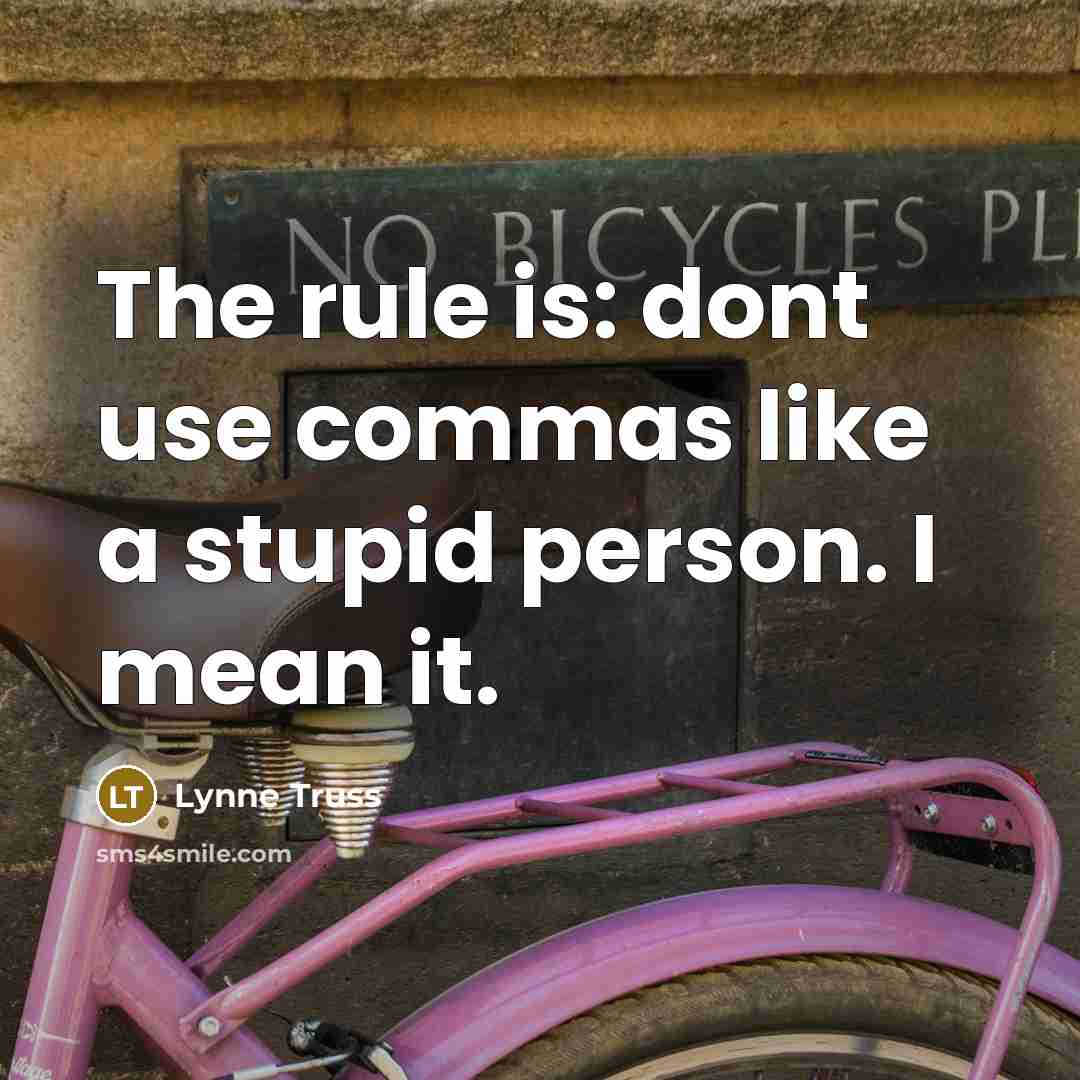 “The rule is: dont use commas like a stupid person.…” quote by Lynne Truss