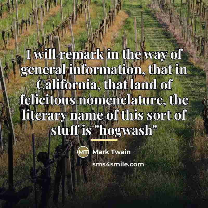 “I will remark in the way of general information, that…” quote by Mark Twain