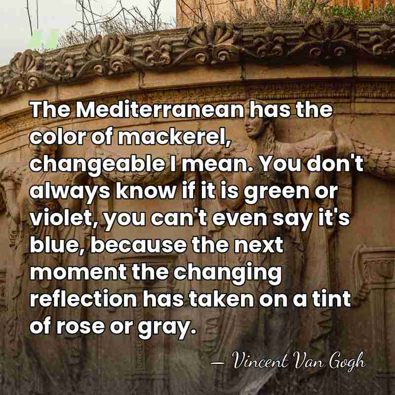 The Mediterranean has the color of mackerel, changeable I mean. You don't&hellip; - Vincent Van Gogh