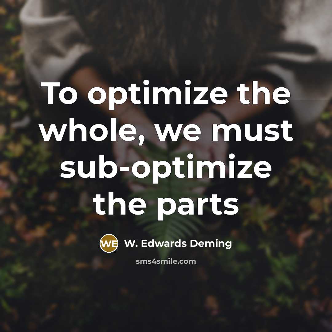 “To optimize the whole, we must sub-optimize the parts…” quote by W. Edwards Deming