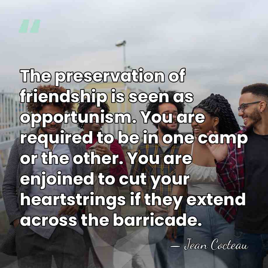 The preservation of friendship is seen as opportunism. You are required to&hellip; - Jean Cocteau