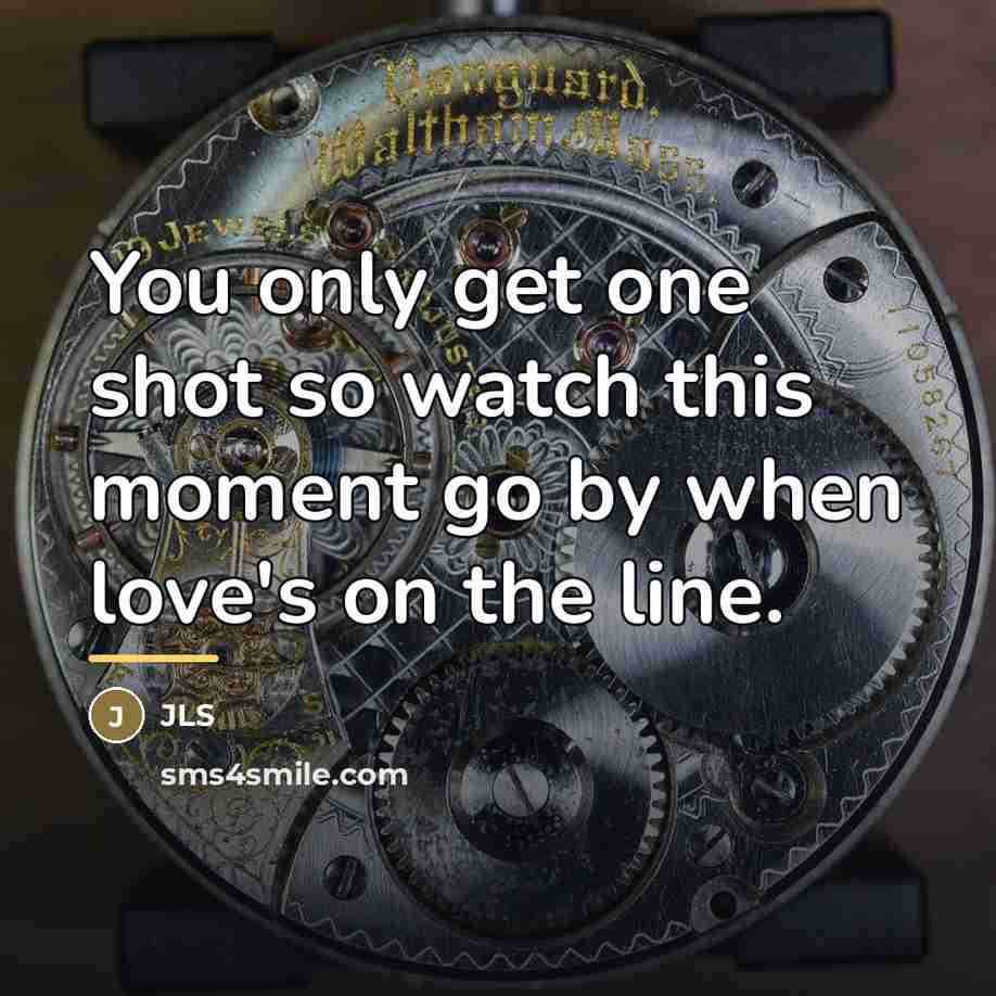 “You only get one shot so watch this moment go…” quote by JLS