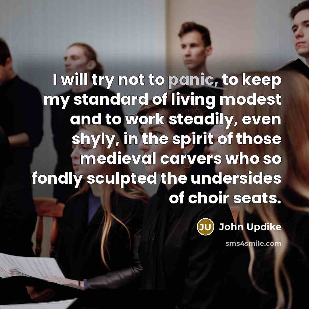 “I will try not to panic, to keep my standard…” quote by John Updike