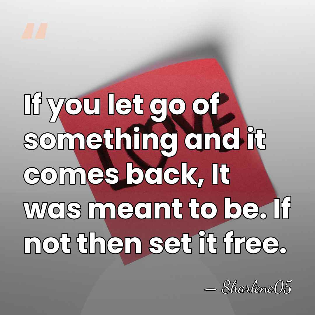 If you let go of something and it comes back, It was&hellip; - Sharlene05