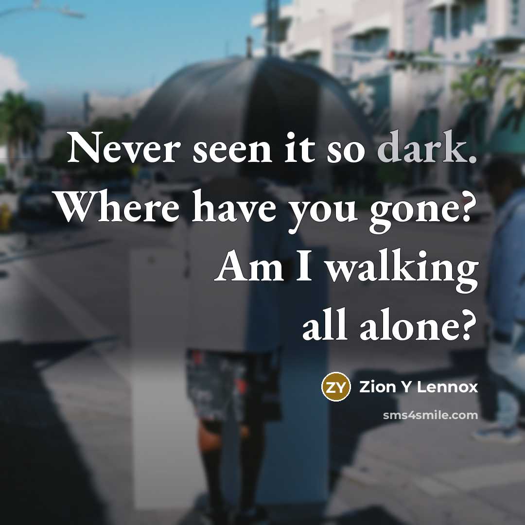 “Never seen it so dark. Where have you gone? Am…” quote by Zion Y Lennox