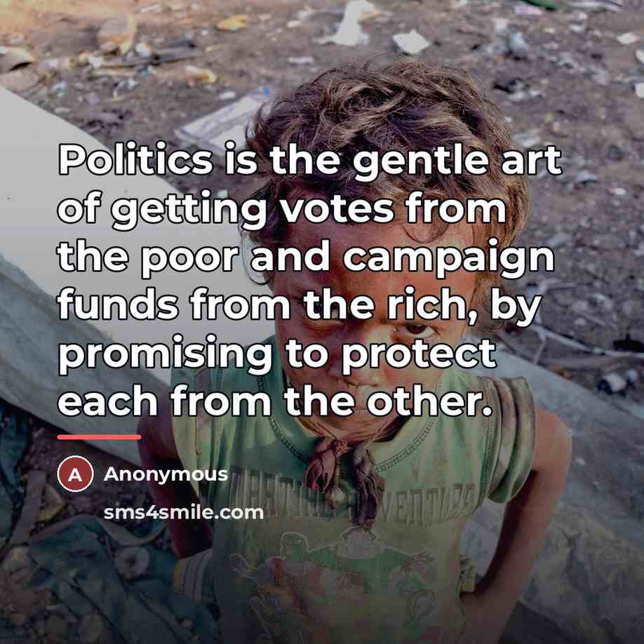 “Politics is the gentle art of getting votes from the…” quote by Anonymous