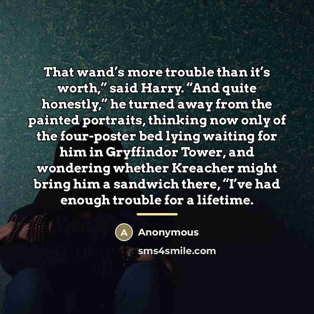 “That wand’s more trouble than it’s worth,” said Harry. “And…” quote by Anonymous