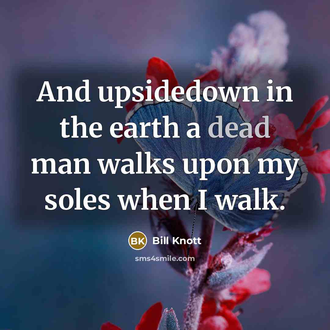 “And upsidedown in the earth a dead man walks upon…” quote by Bill Knott