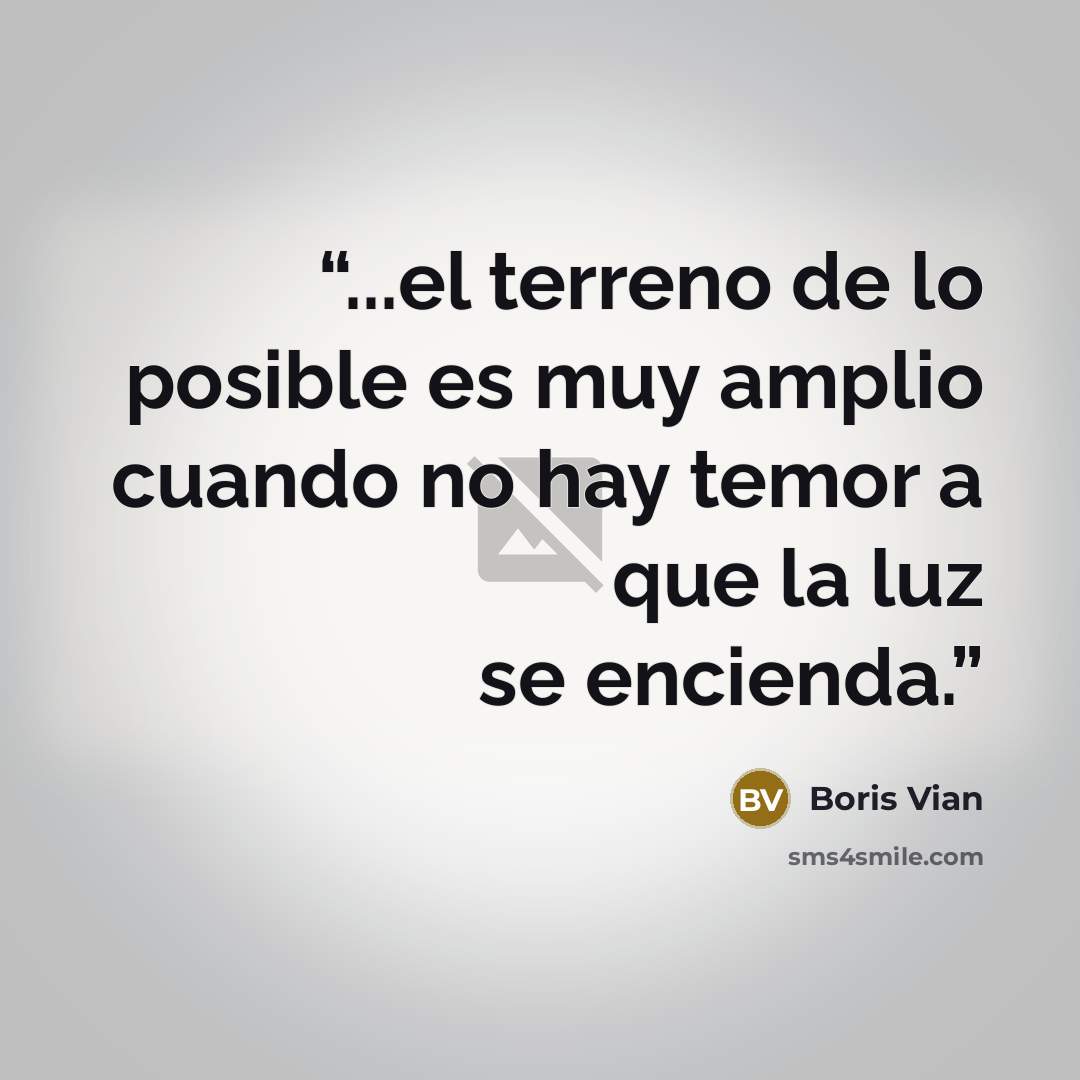 “...el terreno de lo posible es muy amplio cuando no hay temor a que la luz se encienda.” quote by Boris Vian