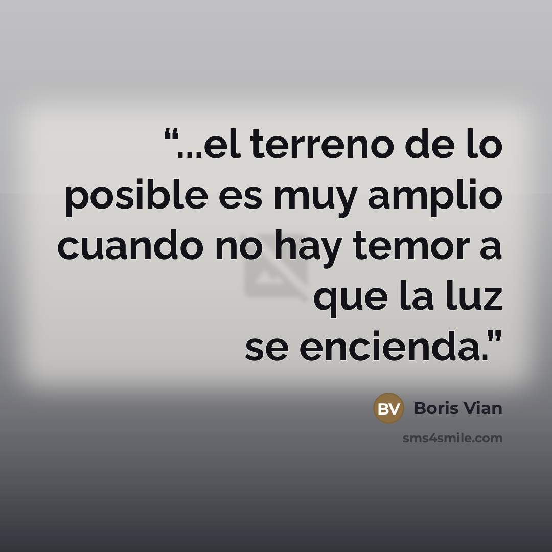 “...el terreno de lo posible es muy amplio cuando no hay temor a que la luz se encienda.” quote by Boris Vian