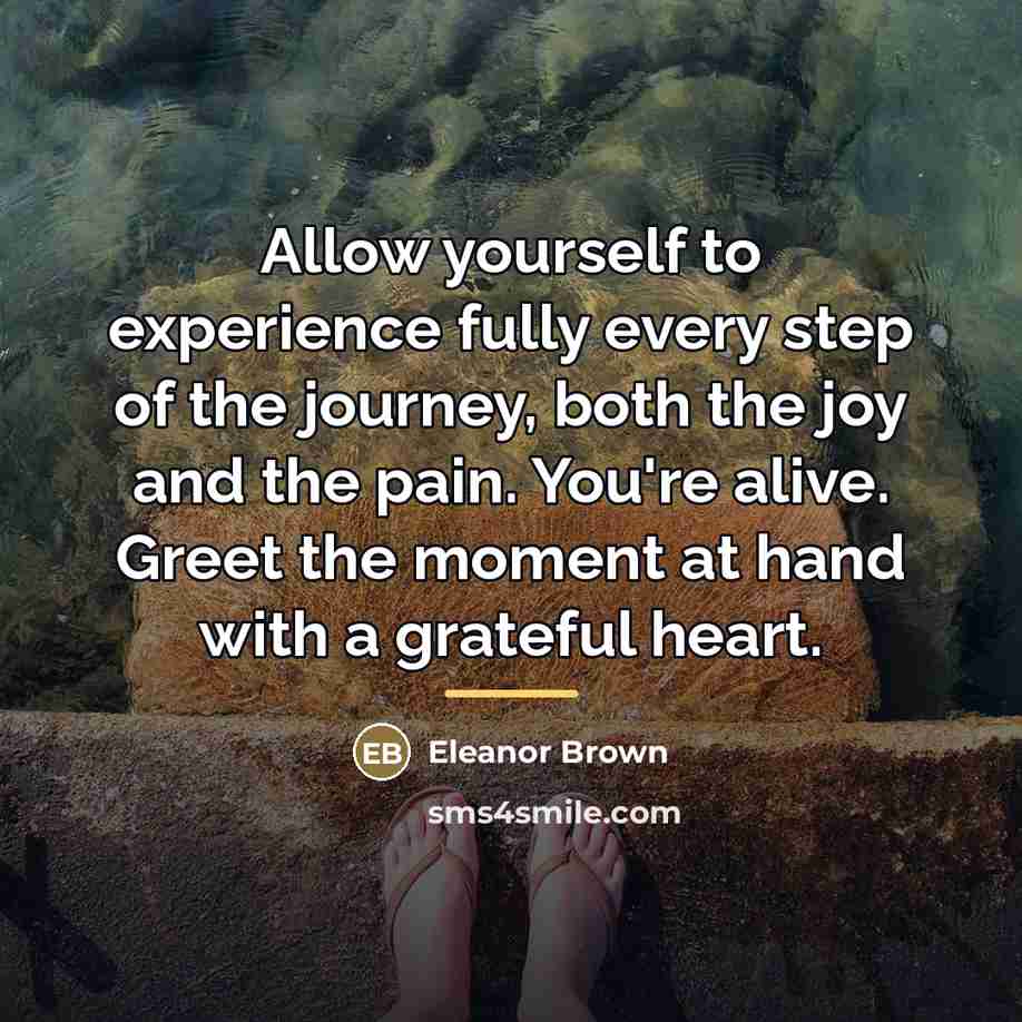 “Allow yourself to experience fully every step of the journey,…” quote by Eleanor Brown