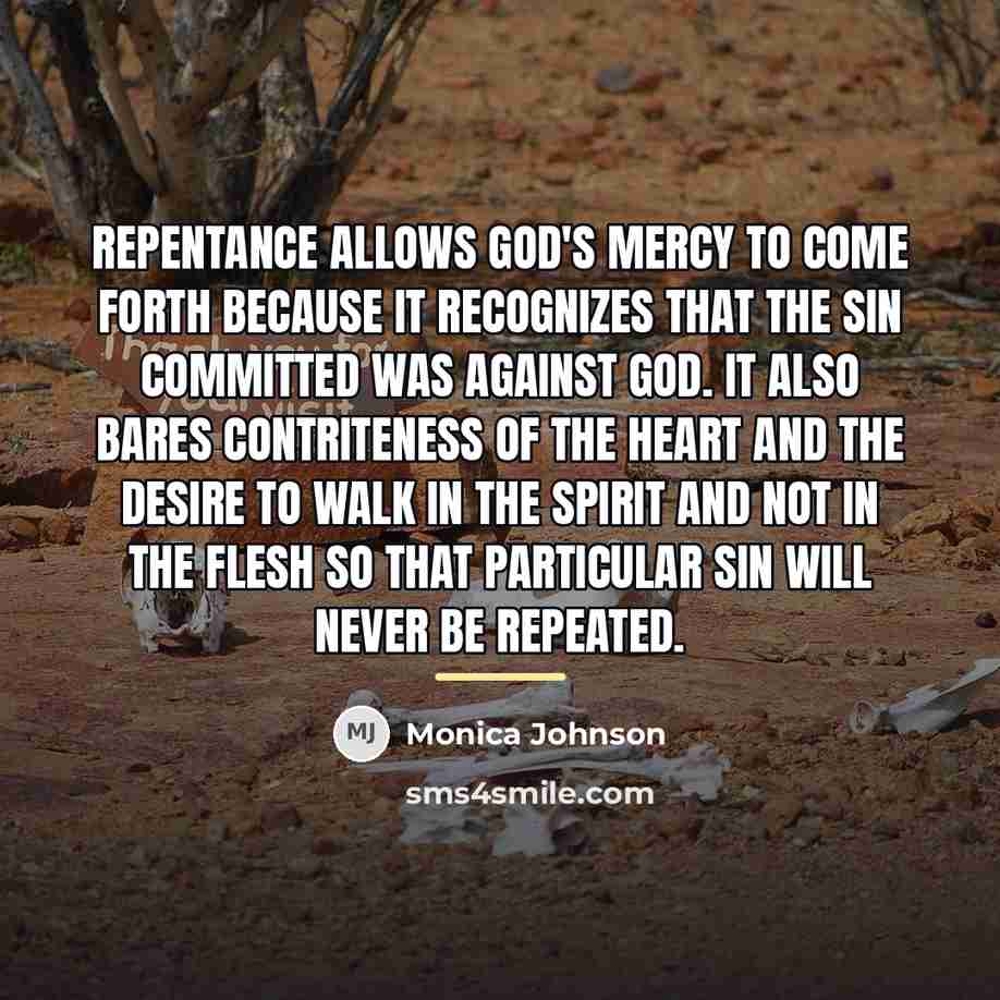 “Repentance allows God's mercy to come forth because it recognizes…” quote by Monica Johnson