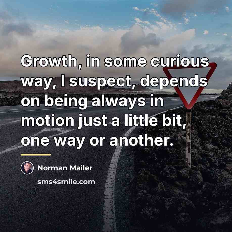 “Growth, in some curious way, I suspect, depends on being…” quote by Norman Mailer