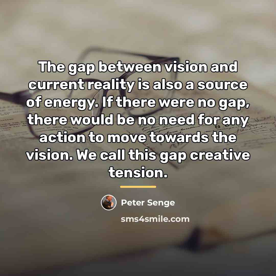 “The gap between vision and current reality is also a…” quote by Peter Senge
