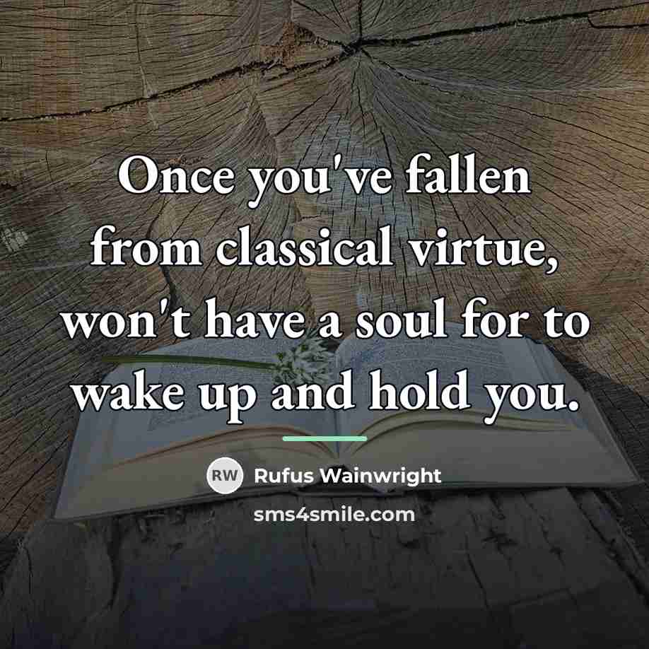 “Once you've fallen from classical virtue, won't have a soul…” quote by Rufus Wainwright