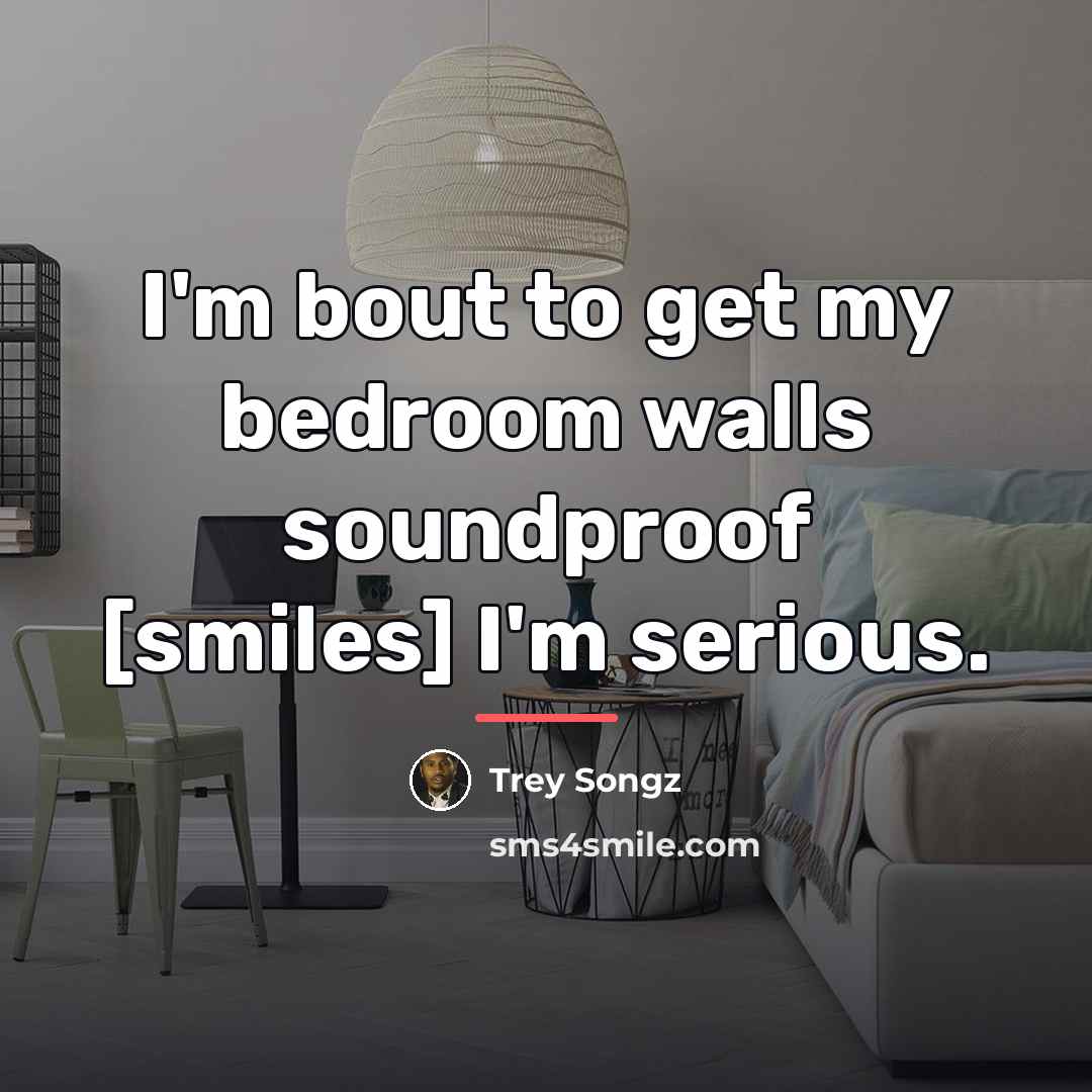 “I'm bout to get my bedroom walls soundproof [smiles] I'm…” quote by Trey Songz