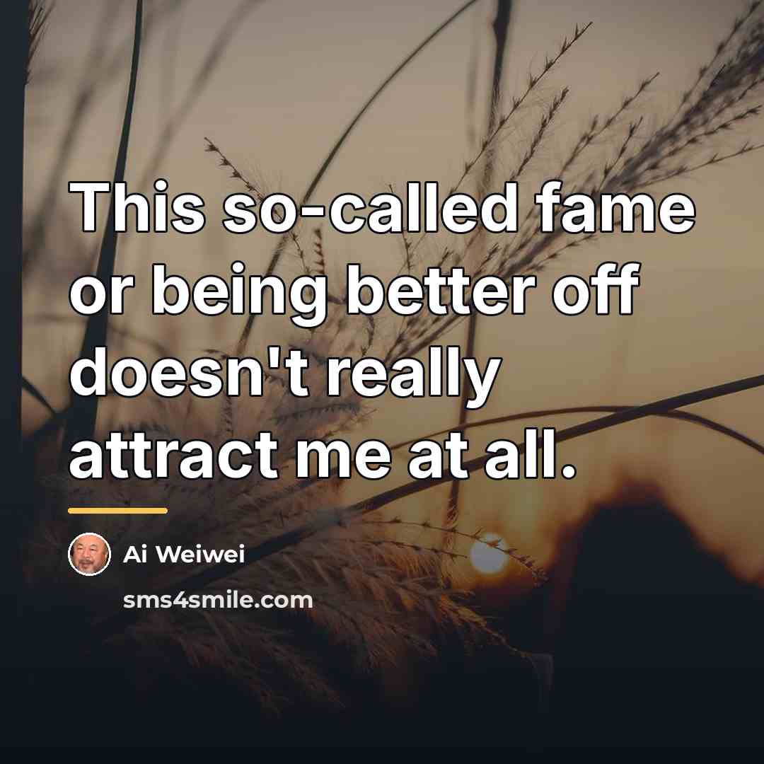 “This so-called fame or being better off doesn't really attract…” quote by Ai Weiwei