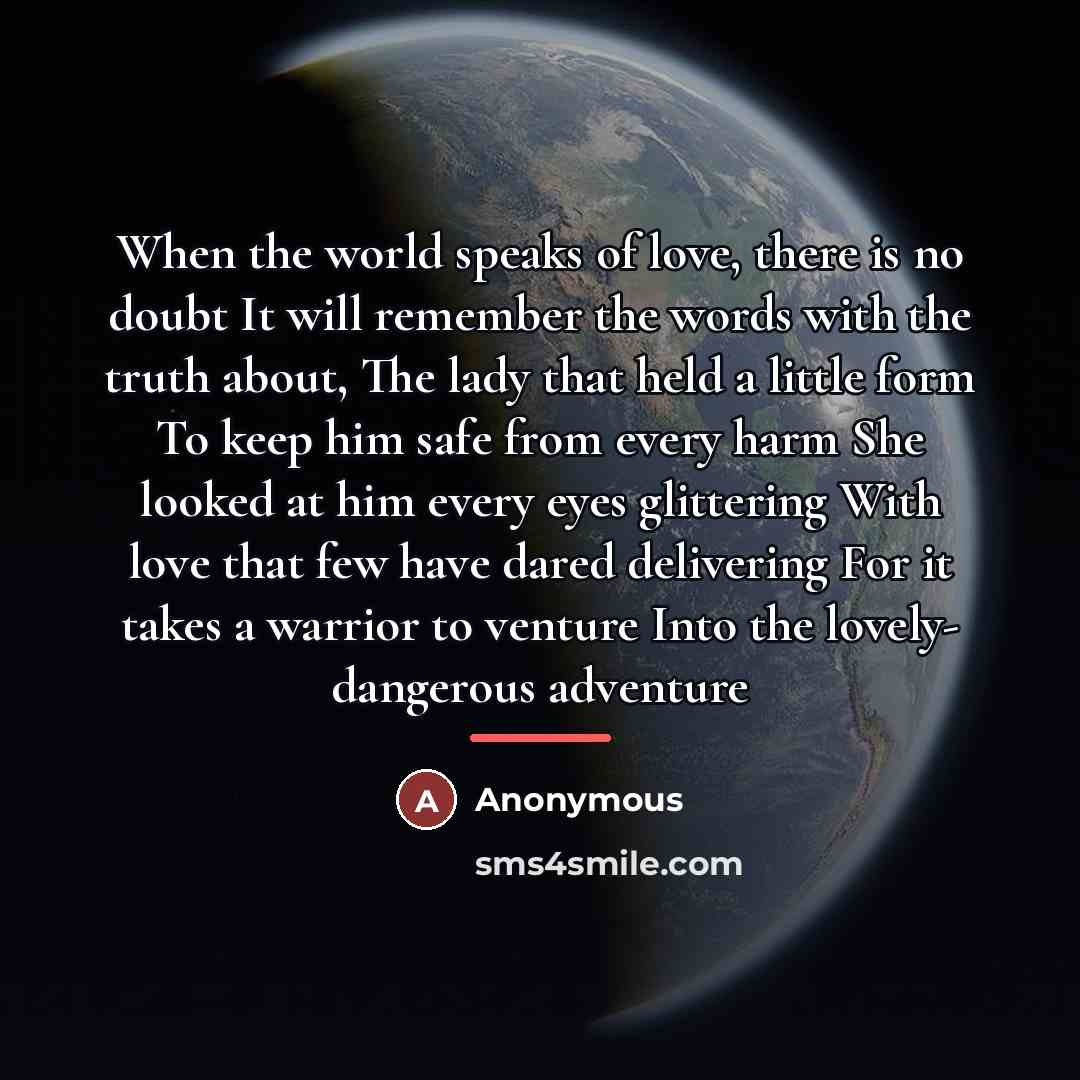 “When the world speaks of love, there is no doubt…” quote by Anonymous