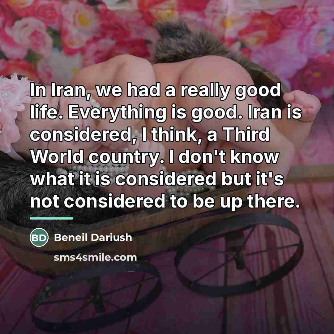 “In Iran, we had a really good life. Everything is…” quote by Beneil Dariush