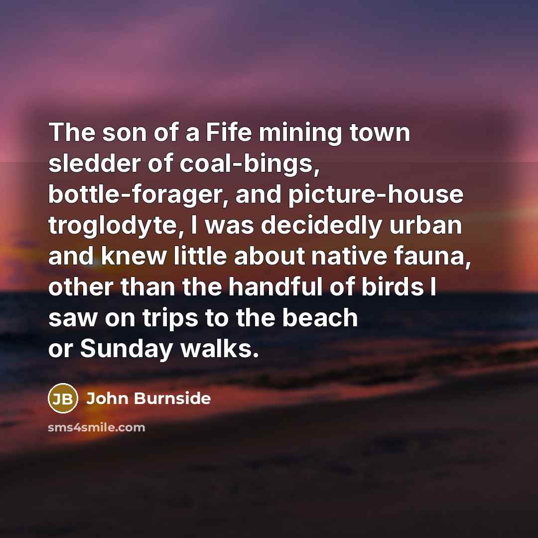 “The son of a Fife mining town sledder of coal-bings,…” quote by John Burnside