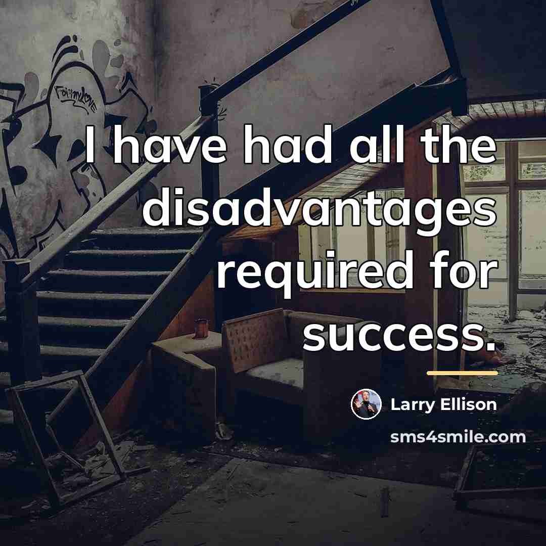 “I have had all the disadvantages required for success.…” quote by Larry Ellison