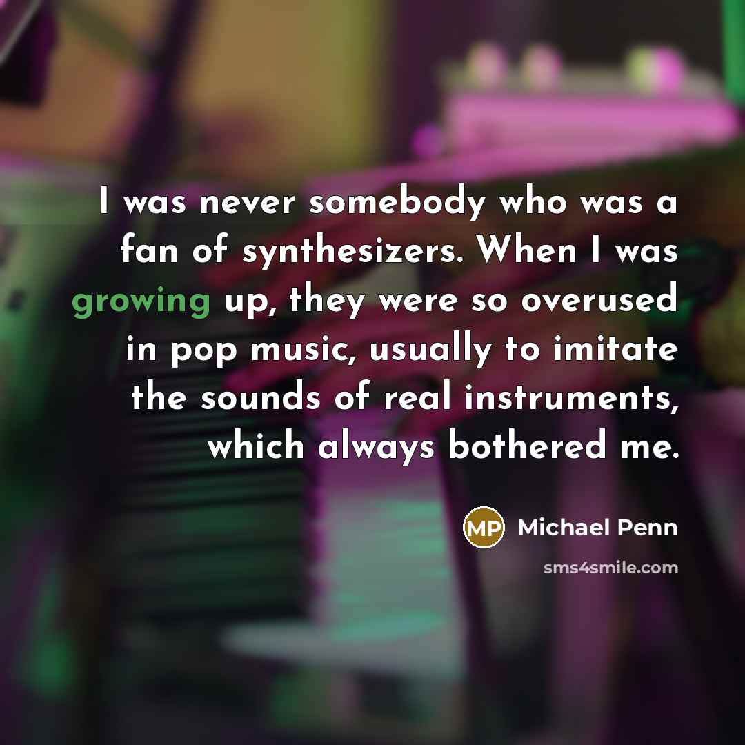 “I was never somebody who was a fan of synthesizers.…” quote by Michael Penn