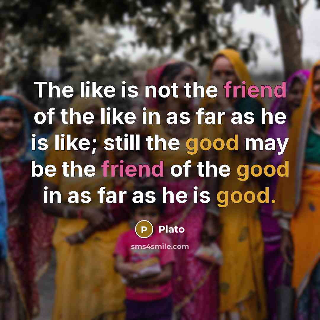 “The like is not the friend of the like in as far as he is like; still the good may be the friend of the good in as far as he is good.” quote by Plato