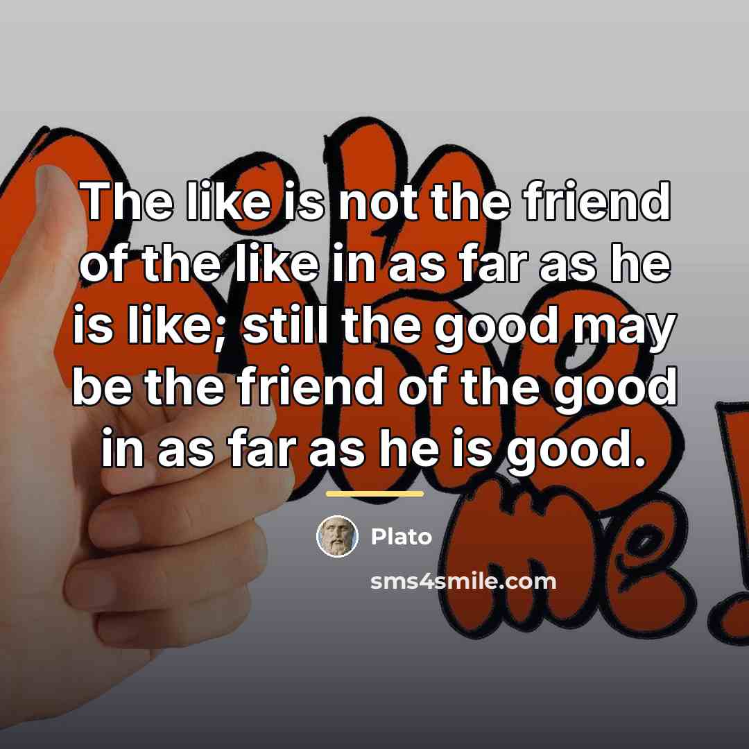 “The like is not the friend of the like in…” quote by Plato