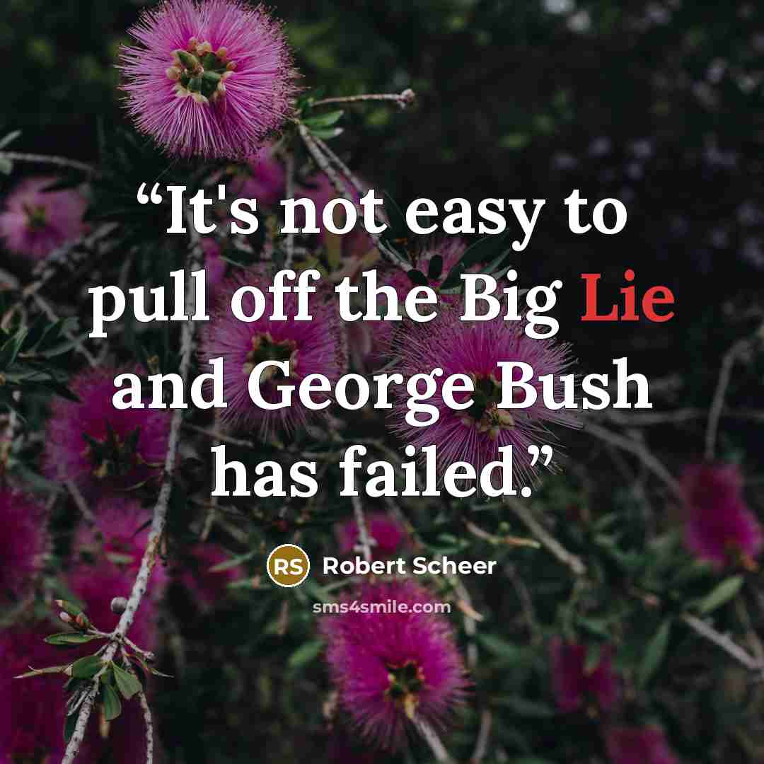 “It's not easy to pull off the Big Lie and George Bush has failed.” quote by Robert Scheer