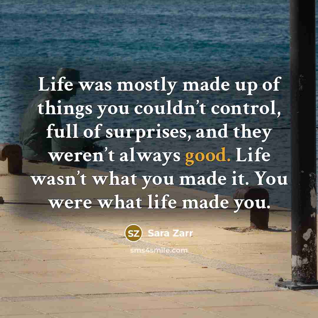 “Life was mostly made up of things you couldn’t control,…” quote by Sara Zarr