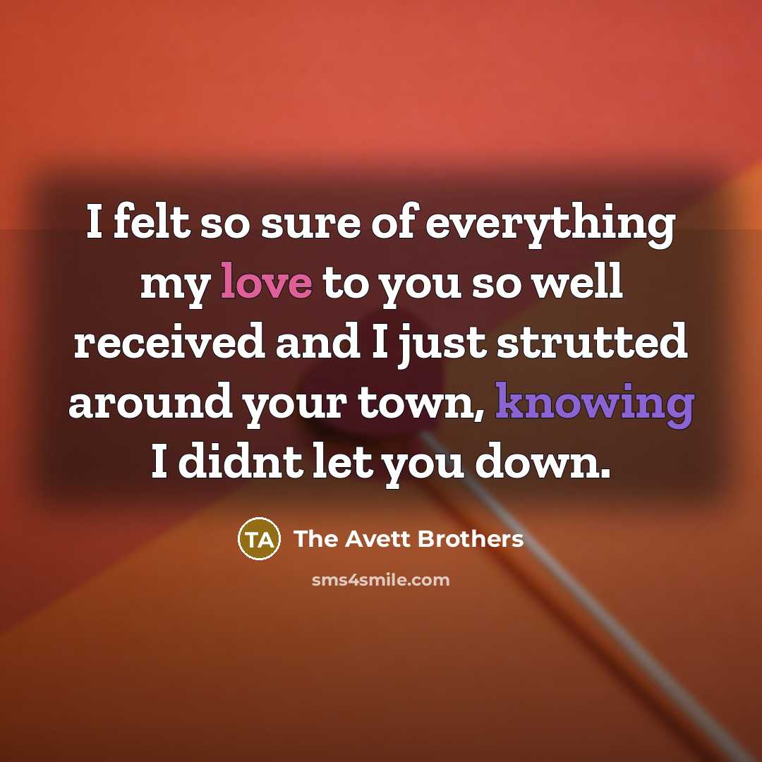 “I felt so sure of everything my love to you…” quote by The Avett Brothers