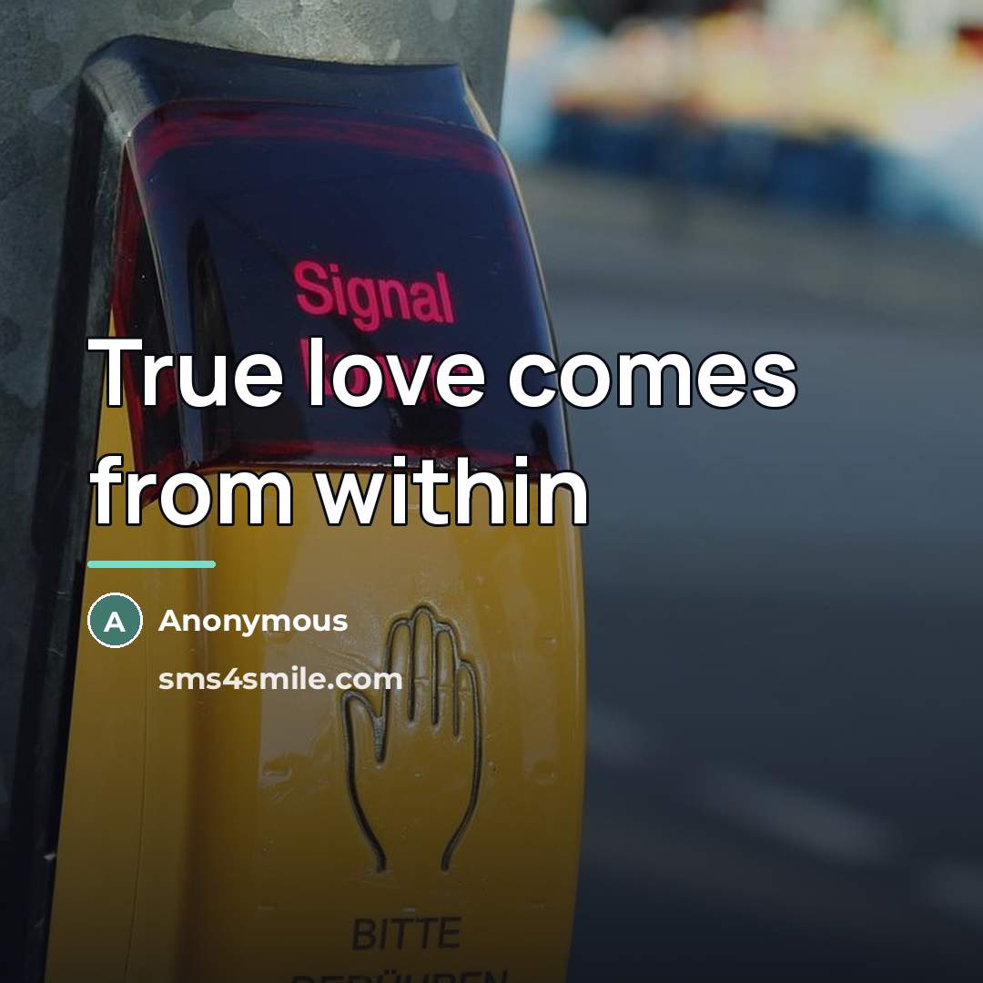 “True love comes from within…” quote by Anonymous