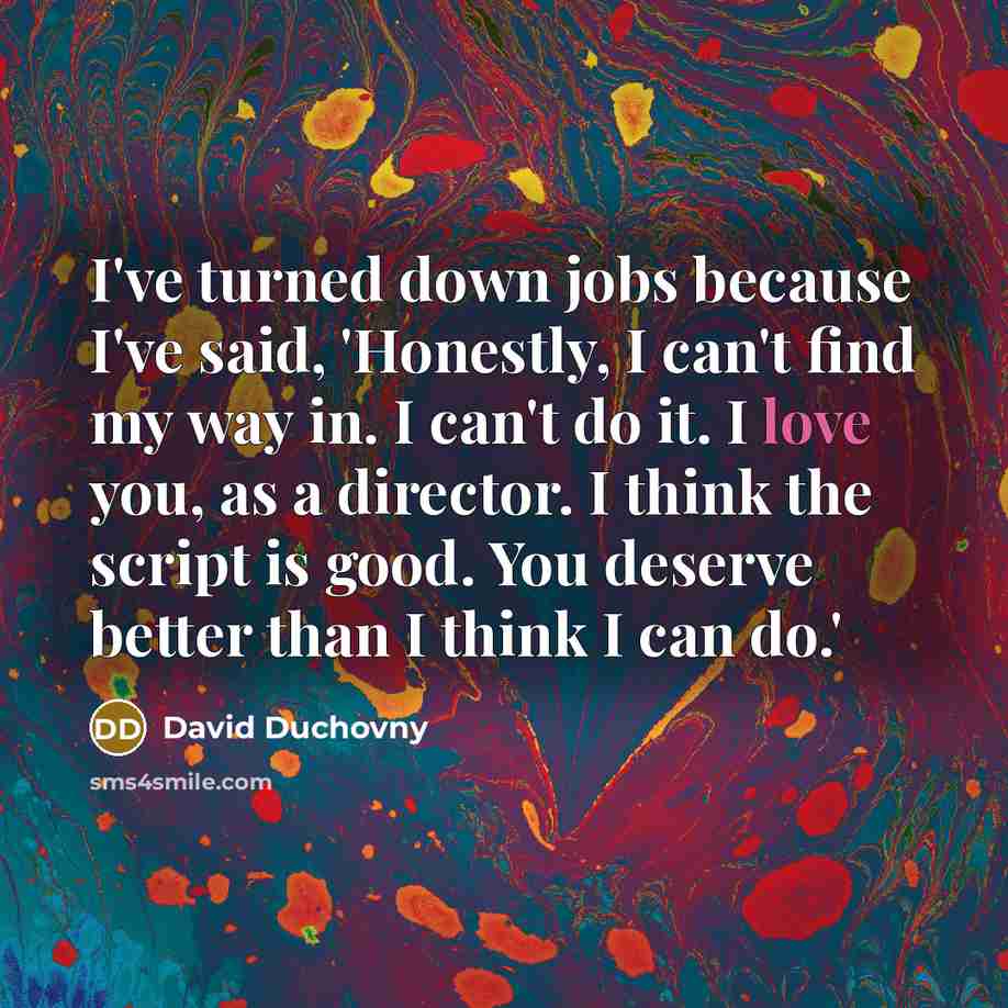 “I've turned down jobs because I've said, 'Honestly, I can't…” quote by David Duchovny