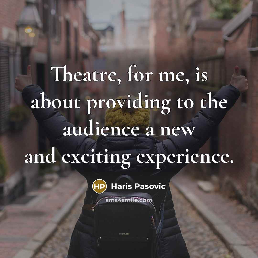 “Theatre, for me, is about providing to the audience a…” quote by Haris Pasovic