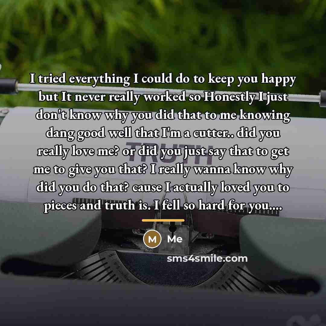 “I tried everything I could do to keep you happy…” quote by Me