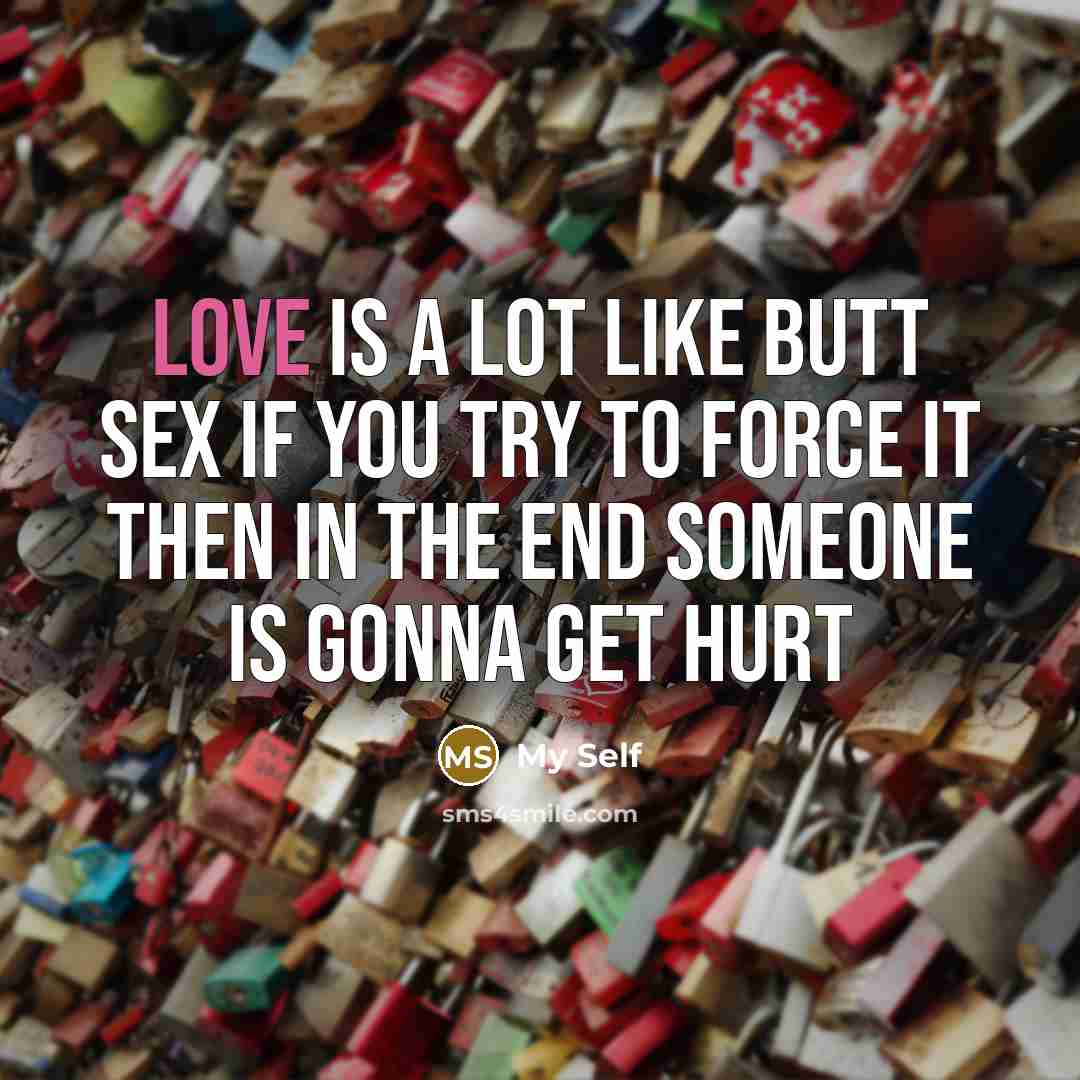 “Love is a lot like butt sex if you try…” quote by My Self