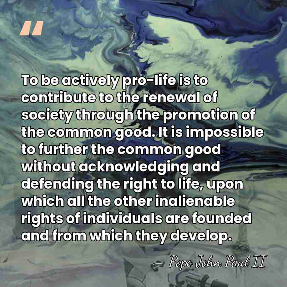 To be actively pro-life is to contribute to the renewal of society&hellip; - Pope John Paul II