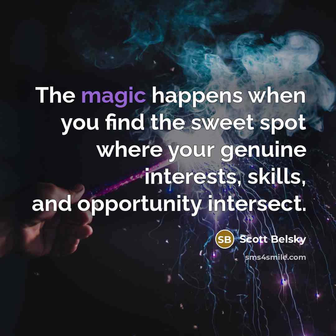 “The magic happens when you find the sweet spot where…” quote by Scott Belsky