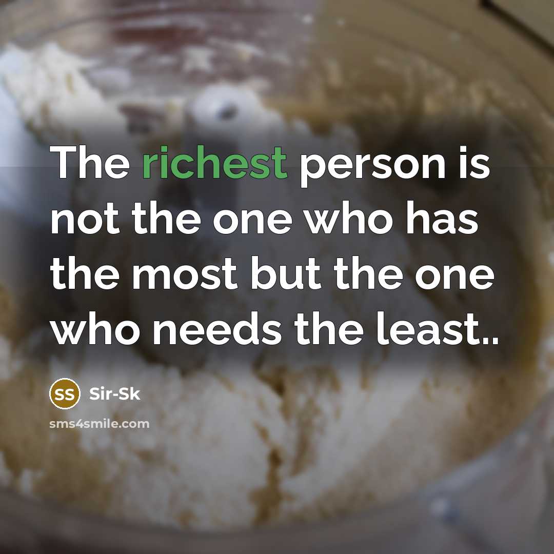 “The richest person is not the one who has the most but the one who needs the least..” quote by Sir-Sk