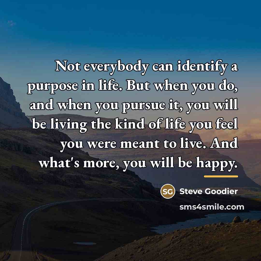 “Not everybody can identify a purpose in life. But when…” quote by Steve Goodier