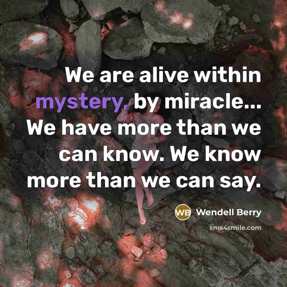 “We are alive within mystery, by miracle... We have more…” quote by Wendell Berry