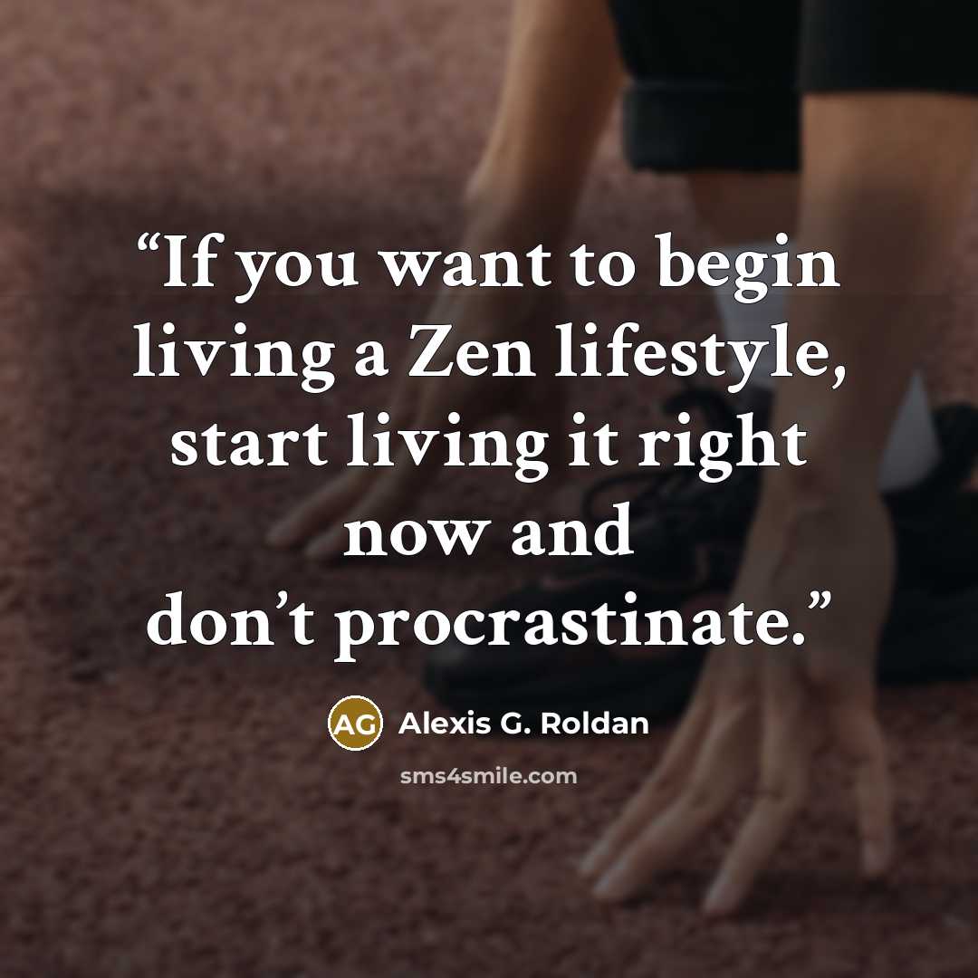 “If you want to begin living a Zen lifestyle, start living it right now and don’t procrastinate.” quote by Alexis G. Roldan