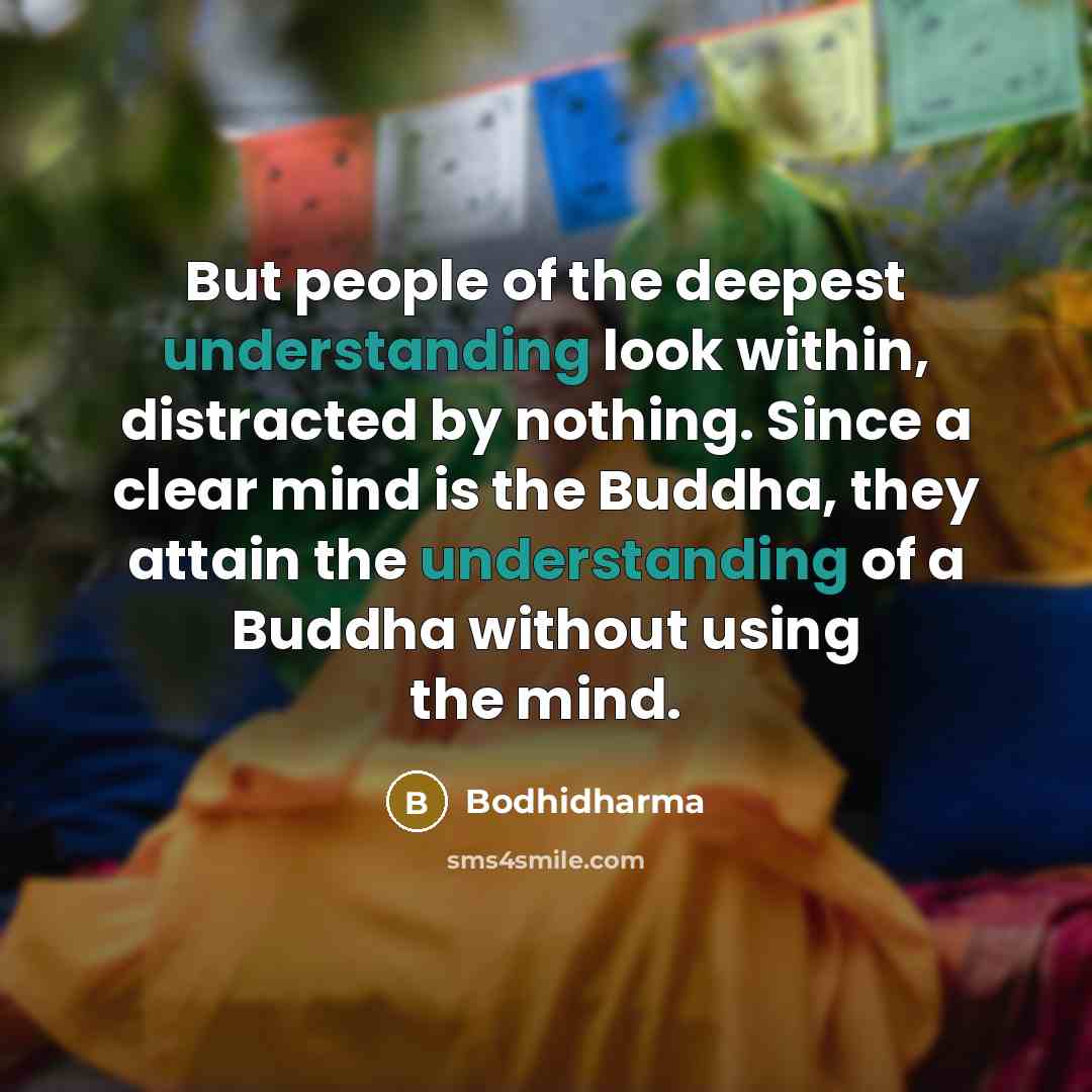 “But people of the deepest understanding look within, distracted by…” quote by Bodhidharma