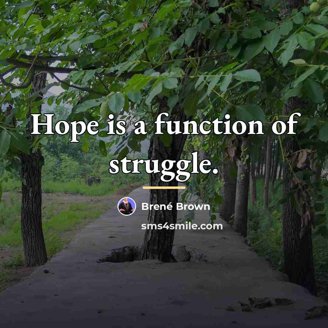 “Hope is a function of struggle.…” quote by Brené Brown