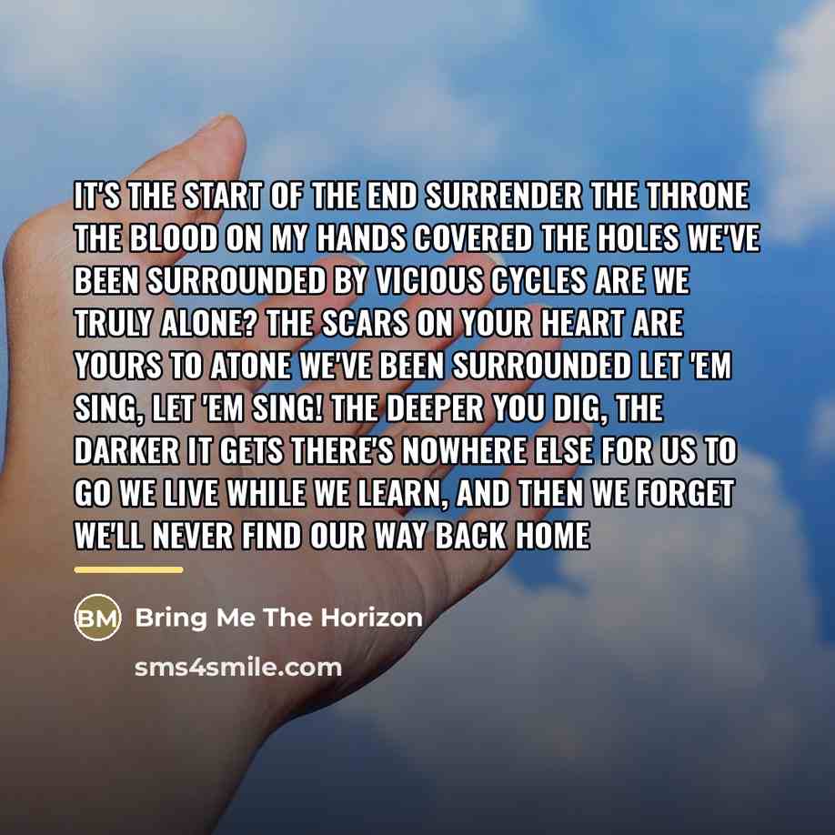“It's the start of the end Surrender the throne The…” quote by Bring Me The Horizon