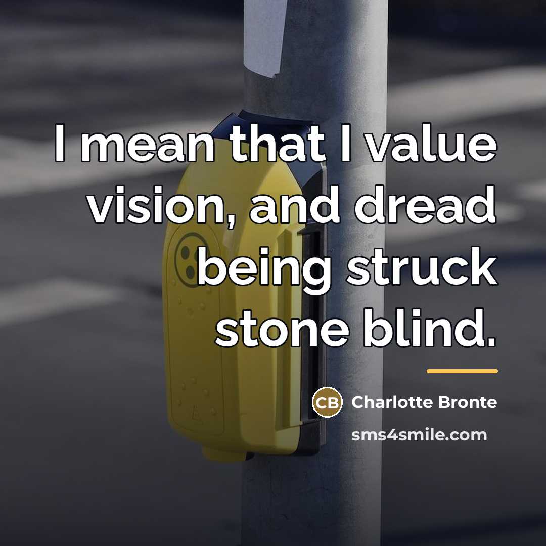 “I mean that I value vision, and dread being struck…” quote by Charlotte Bronte