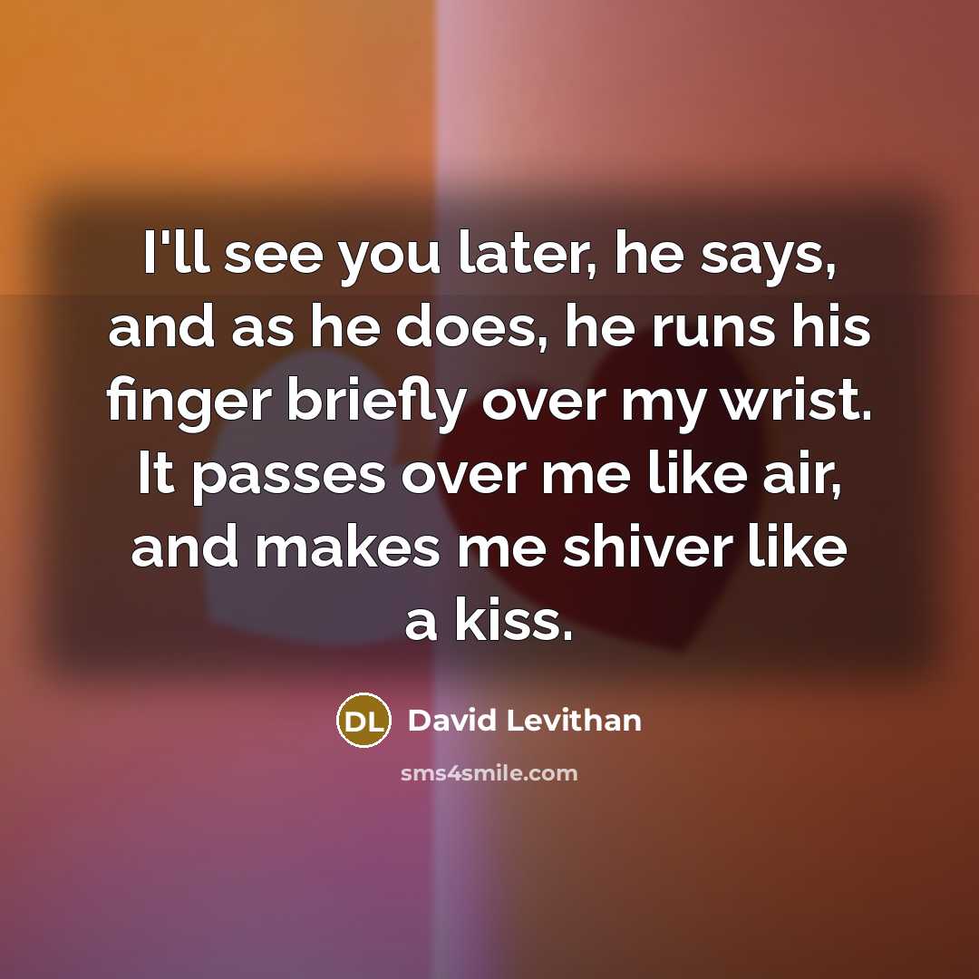 “I'll see you later, he says, and as he does,…” quote by David Levithan
