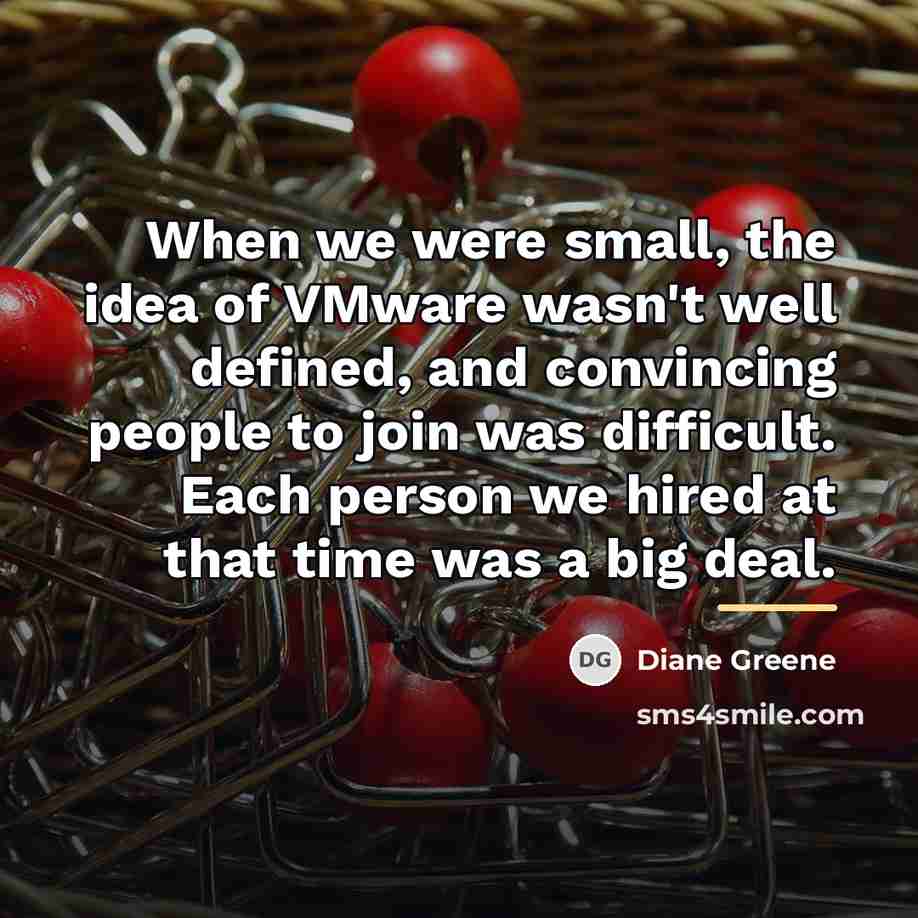 “When we were small, the idea of VMware wasn't well…” quote by Diane Greene